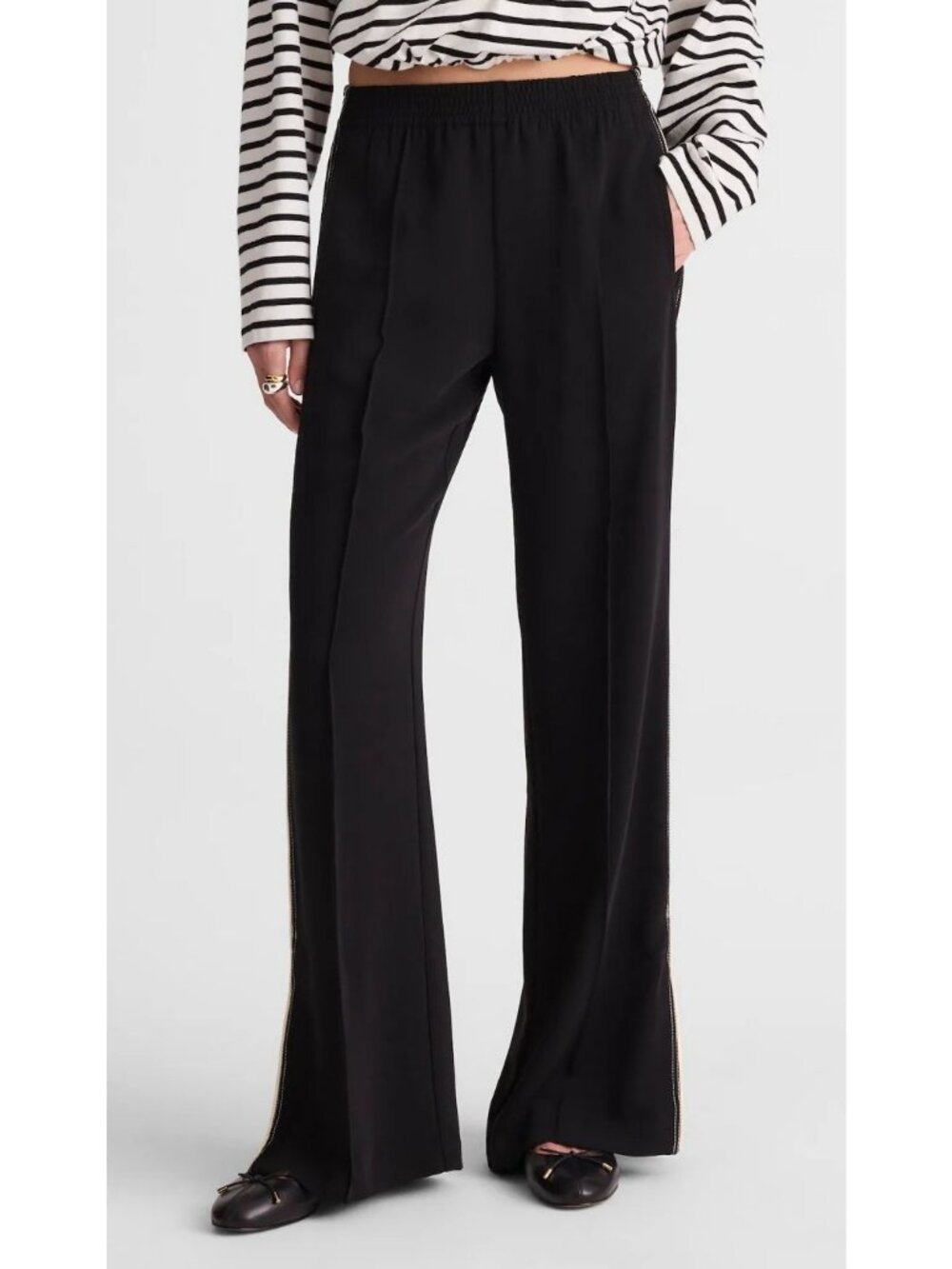 Madewell NZ253 Pull-On Bootcut Track Pants Women's Size Small in Jet Black NWT!